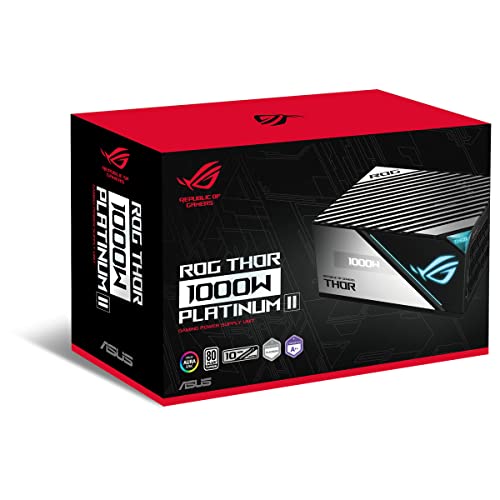 Asus ROG Thor 1000W Platinum II Fuente de Alimentación Modular (1000 Watt, 80+ Platinum, Lambda A++, Disipadores ROG, Ventilador PWM 135 mm, 0dB, Pantalla OLED, Cables apantallados, Aura Sync)