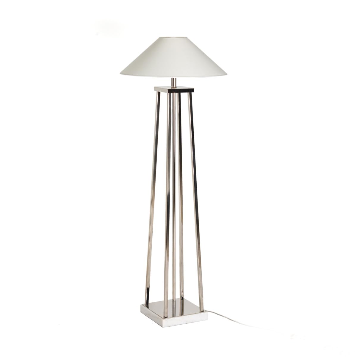 LAMPARA DE PIE 25X25X127 MARMOL BLANCO/METAL NIQUEL SIN PANTALLA