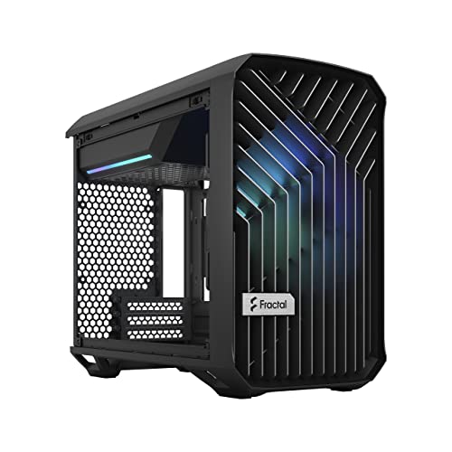 Fractal Design Torrent Nano RGB Black - Light Tint Tempered Glass Side Panels - Open Grille for Maximum Air Intake - 180mm RGB PWM Fan Included - Type C - mATX Airflow Mini Tower PC Gaming Case