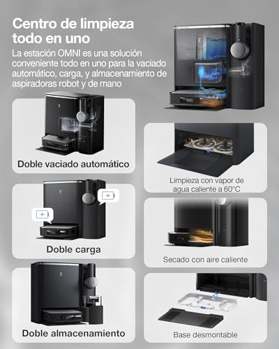 ECOVACS X2 Combo Robot Aspiradora 8700Pa portátil, robótica 8700pa con mapeo, Doble vacío automático, Trapeador de elevación de 15 mm, Limpieza de Agua Caliente