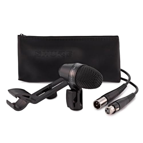 SHURE PGA56 - Micrófono dinámico cardioide para caja/timbales con acople giratorio, soporte para batería y cable XLR a XLR