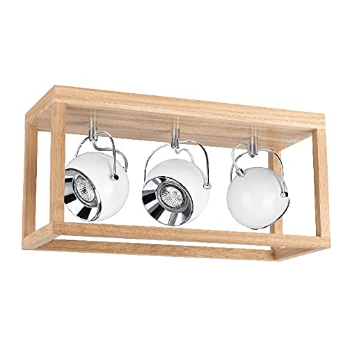 Homemania HOMBR_0126 Aplique de Pared Foco Cubos Ii, Madera, Metal, Blanco, 25 x 20 x 52