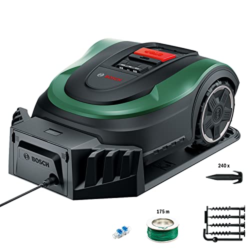 Bosch Robot cortacésped Indego M 700 (con batería de 18 V, base de carga incluida, ancho de corte de 19 cm, para áreas de césped de hasta 700 m² y en caja de cartón)