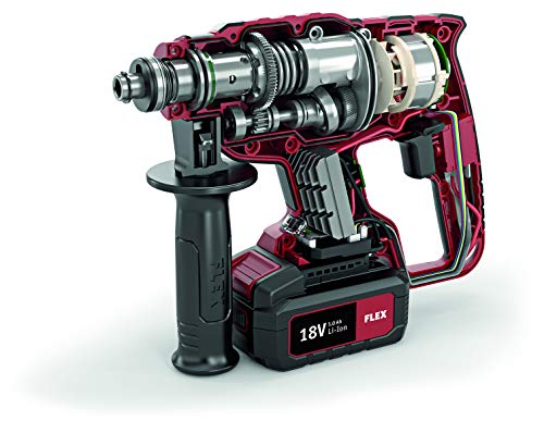 Flex CHE 18.0-EC/5.0 461768 - Juego de martillo perforador (18 V, 5 Ah, 1,7 J, velocidad de ralentí 0-1400 /min, velocidad de impacto en vacío 0-4500 /min, SDS-plus)