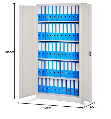 Jan Nowak Juego de 4 Armario de Oficina Archivador Armario de Herramientas Metálico 4 Estantes con Recubrimiento de Polvo Se Puede Cerrar 185 cm x 90 cm x 40 cm