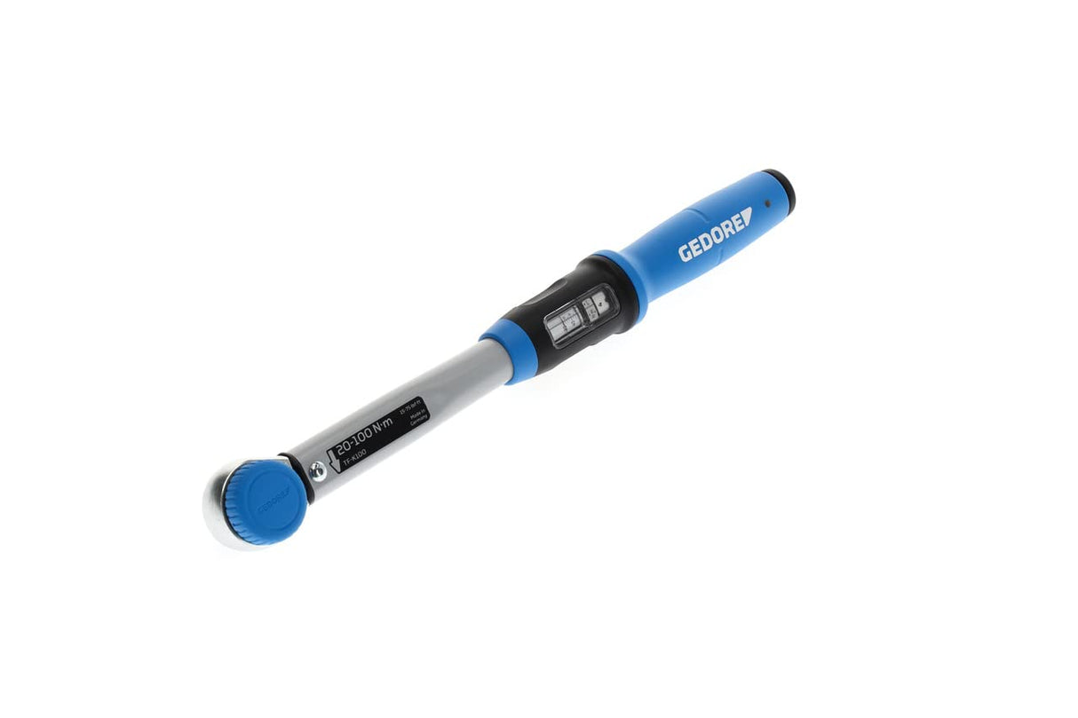 GEDORE Llave dinamométrica con cuadradillo de accionamiento, 1/2", Reversible, Escala de ajuste, 20-100 Nm, Longitud 403,2 mm, TF-K100