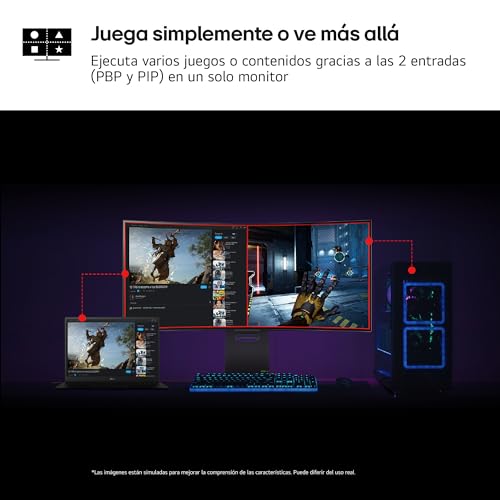 LG 32GS95UE-B.AEU - Monitor Ultragear OLED, 32", (3840x2160), 16:9, 1200000:1, 240 Hz, 0,03ms, G-Sync, FreeSync Premium Pro, Antideslumbrante, Curvatura Óptima, Tecnología MLA+, Negro