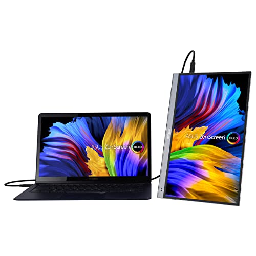 ASUS ZenScreen OLED MQ16AH - Monitor portátil de 15,6", 1080p, FHD, OLED, USB-C, HDMI, Smart Cover, Monitor Externo de Viaje para portátil, PC, Macbook, móvil, PS4, Switch