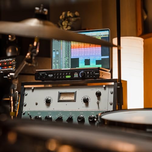 Audient EVO16 Interfaz de audio, tecnología de conversión de última generación (24 entradas/salidas, Smartgain multicanal, loopback de audio, 8 amplificadores de micrófono, conexión USB-C), Negro
