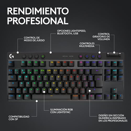 Logitech G PRO X TKL LIGHTSPEED, teclado inalámbrico para gaming, portable + PRO X 2 LIGHTSPEED Auriculares Gaming Inalámbricos, Micrófono, PC,PS4,PS5,Nintendo Switch, Disposición QWERTY Español,Negro