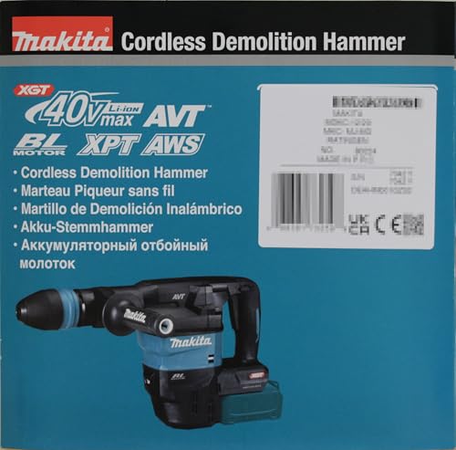 Makita HM001GZ02 - Martillo demoledor BL 40Vmáx XGT 7,1 kg AVT AWS (40 V, iones de litio, 40 V) (sin batería, sin cargador) Azul Petróleo