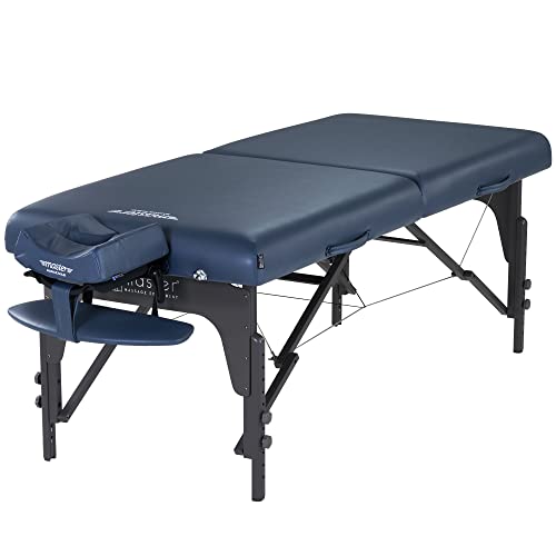 Master Massage Montclair - Camilla de masaje plegable para cama de masaje, banco de masaje, portátil, de madera, 71 cm, color azul real