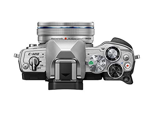 Kit de cámara del Sistema Micro Four Thirds Olympus OM-D E-M10 Mark IV, Sensor de 20 Mpx, Visor electrónico, vídeo 4K, Wi-Fi, Plata, Incluye el M.Zuiko Digital ED 14-42mm F3.5-5.6 EZ Pancake Plata