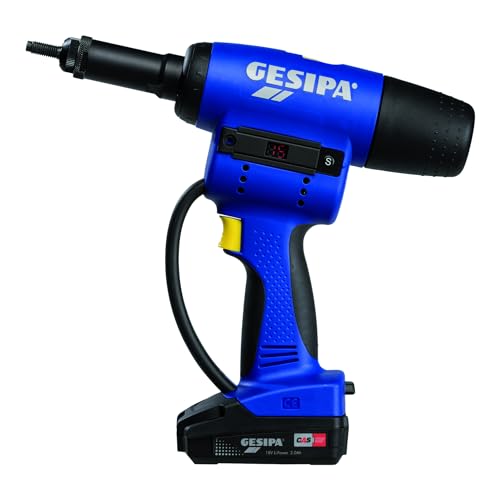 Gesipa FireBird Pro Gold Edition CAS 1679676 - Juego de 2 baterías de ion de litio (18 V - 2,0 Ah, fuerza de fijación de 20.000 N, tuercas de remache ciegos hasta M12 de aluminio y acero inoxidable