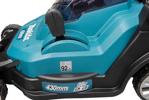 WDERNI Makita DLM432PT2 Akku-Rasenmäher 2x18V / 5,0 Ah, 2 Akkus + Doppelladegerät, 36 V, Gasolina