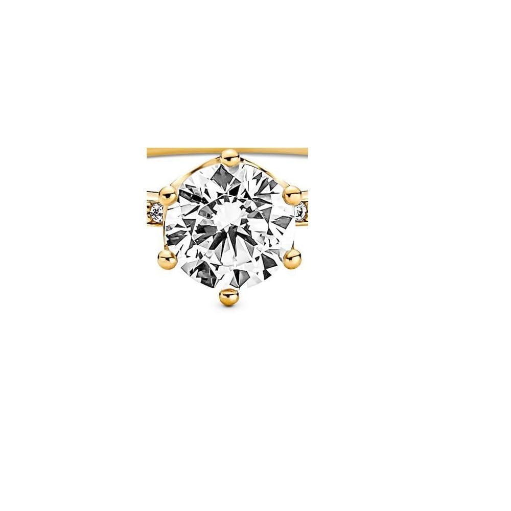 Pandora Passions Sparkling Crown 14k gold-plated ring with clear cubic zirconia, 50