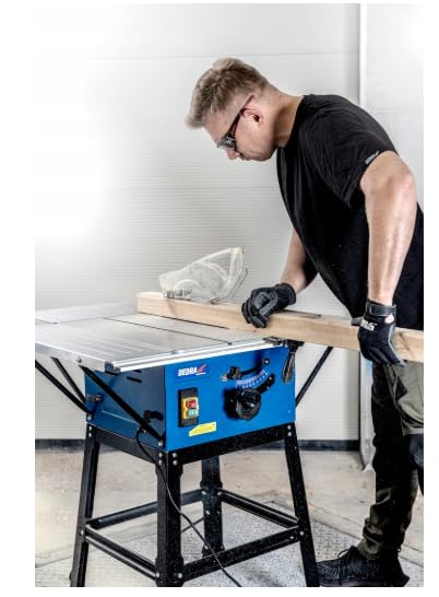 Dedra DED7754T3 Sierra de mesa para madera, cepilladora, sierra circular 2000 W, hoja de sierra de 254 mm, con tres discos incluidos, 4800 rpm, grosor máximo de corte 87 mm, sierra circular de mesa