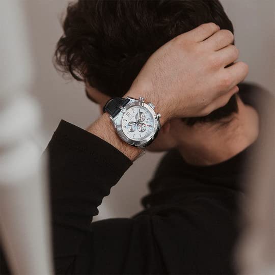 JAGUAR Reloj Modelo J857/1 de la colección Executive, Caja de 45,8 mm Plata con Correa de Piel Negro para Caballero