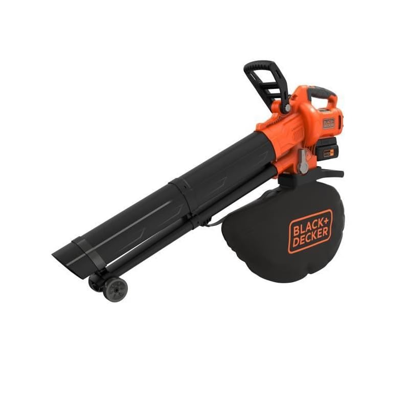 BLACK+DECKER Sopladora, aspiradora y trituradora de Hojas sin Cable de 36v, con Bolsa de recolección de 45L y batería de Litio de 2.5Ah, BCBLV3625L1-QW