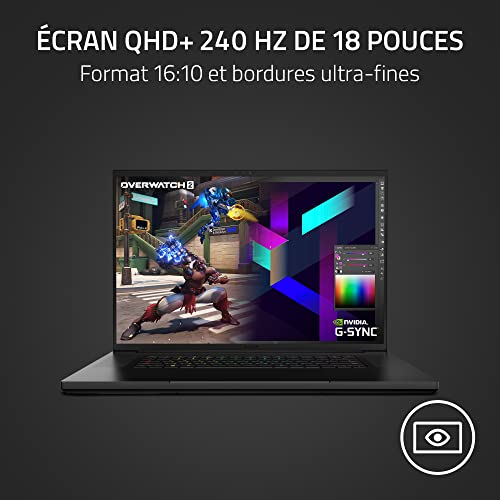 Razer Blade 18 - Ordenador portátil Gaming de 18 Pulgadas - Nvidia RTX 4090 - Intel Core i9-13950HX - Pantalla 18" 240Hz QHD - 32GB RAM DDR5-2TB SSD - Teclado francés AZERTY, Negro