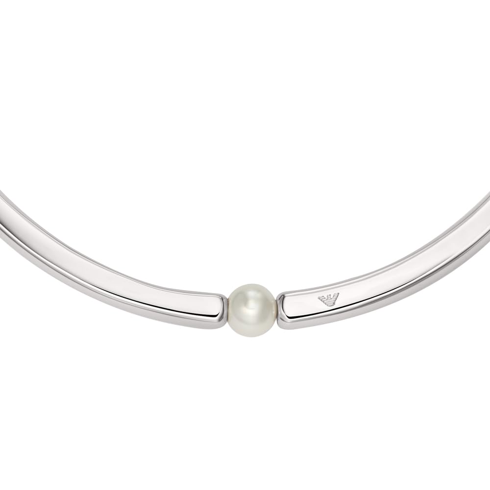 Emporio Armani Collar de acero inoxidable plateado para mujer, EGS3255040