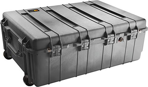 PELI 1730 Maleta de transporte técnica con ruedas para equipos electrónicos, fotográficos y audiovisuales, IP67 estanca, 167L de capacidad, fabricada en EE.UU., con espuma personalizable, color negro