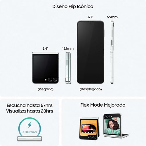 Samsung Galaxy Z Flip5, 512 GB + Cargador 45W - Teléfono Móvil Plegable con IA, Smartphone Android Libre, 8GB de RAM, Diseño Plegable, Gris (Versión Española)
