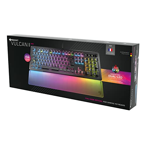 ROCCAT Vulcan II MAX - Teclado de Juego óptico y mecánico para PC, Teclas retroiluminadas RGB Personalizables, reposamuñecas, interruptores Titan II, Placa de Aluminio, Negro