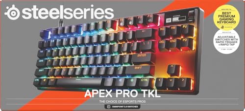 SteelSeries Apex Pro TKL Gen 3 - Teclado Mecanico Gaming - HyperMagnetic Interruptores OmniPoint 3.0 - Accionamiento Ajustable - Rapid Trigger - Preajustes - Rapid Tap - RGB - OLED - UK QWERTY
