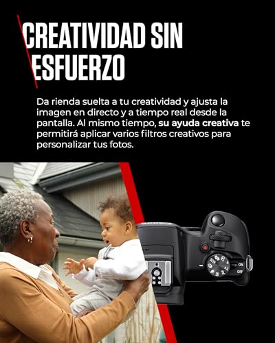 CANON EOS R100 Cámara Mirrorless + Objetivo RF-S 18-45 mm F4.5-6.3 IS STM + RF-S 55-210 mm F5-7.1 IS STM, Cámara Evil APS-C (24,1 MP) -4 EV, Vídeo 4K 25 fps, Dual Pixel CMOS AF, Negro