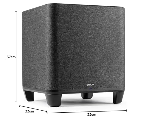 DENON Subwoofer inalámbrico con HEOS Integrado, WiFi, Amplificador de Clase D, Caja de Graves de 8 Pulgadas para Cine en casa y música, Negro