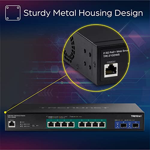 TRENDNET - ACCESSORIES Interruptor PoE+ Inteligente Web DE 10 Puertos 2.5G con Ranuras SFP+ de 10G