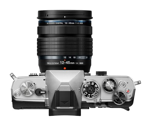 OM SYSTEM Cámara de Sistema OM-3 Micro Cuatro Tercios, Sensor apilado BSI de 20 MP, estabilización de Imagen de 5 Ejes, Plateada con Objetivo M Zuiko Digital 12-45 mm, f4.0 Pro