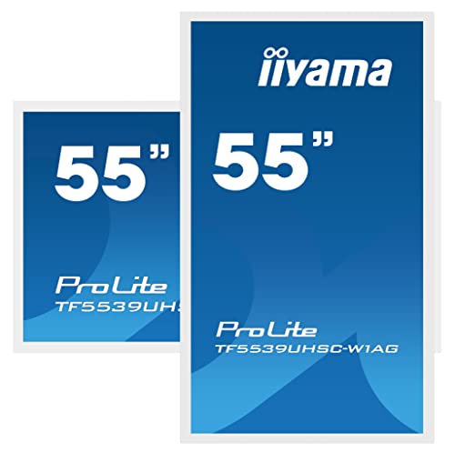iiyama ProLite TF5539UHSC-W1AG - Monitor LED (139 cm, 55", IPS, 4K, UHD, 15 puntos, capacitivo, VGA HDMI, DP RS-232c, RJ45, 7H, IP54, antirreflejos, 24/7)