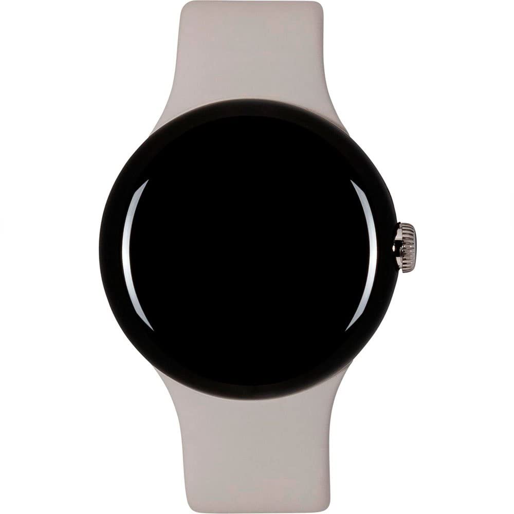 Google Pixel Watch, Reloj con rastreador de Actividad, Reloj Inteligente con rastreador de frecuencia cardíaca, Carcasa de Acero Inoxidable Plateado Pulido con Correa Deportiva LTE con Tiza