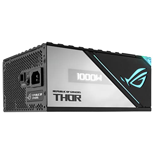 Asus ROG Thor 1000W Platinum II Fuente de Alimentación Modular (1000 Watt, 80+ Platinum, Lambda A++, Disipadores ROG, Ventilador PWM 135 mm, 0dB, Pantalla OLED, Cables apantallados, Aura Sync)