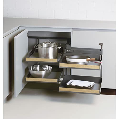 PEKA 300.0580.43 Libell Magic Corner Comfort, dirección Derecha Softstop KB 900 mm, Acero Antracita, Plata