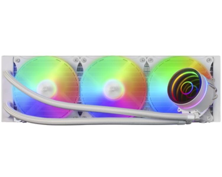 Refrigeración líquida - sistema de enfriamiento 360 mm, tres ventiladores, compatible con múltiples sockets, diseño en blanco, alta eficiencia térmica.* #*