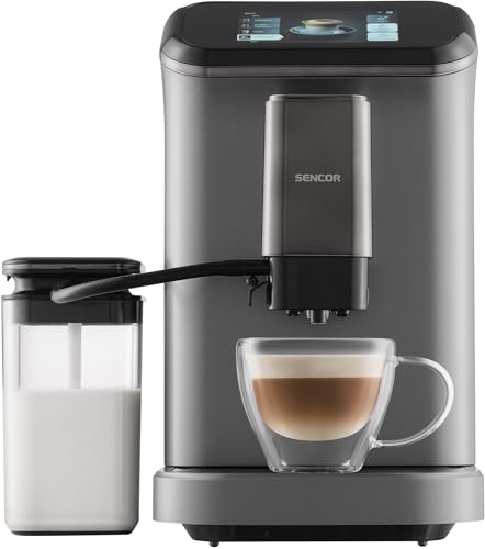SENCOR Cafetera Espresso Automática con Wi-Fi, Pantalla TFT, 20 Bar, 1,5 L, Molinillo 15 Niveles, Tanque de Leche 750 ml