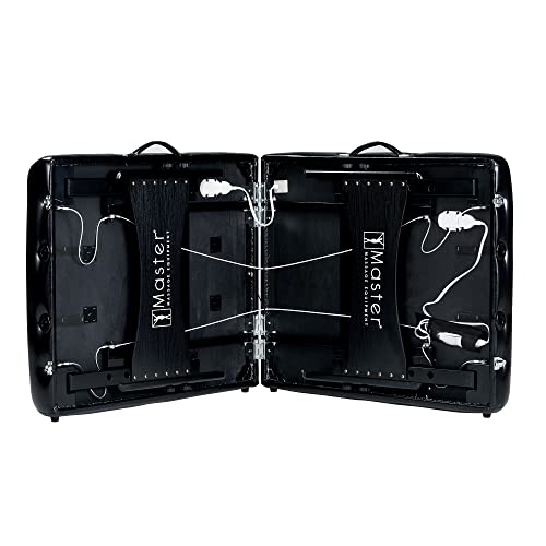 Master Massage Tumbona de Masaje portátil, Plegable, de Madera, con cojín Musical, Piel, Negro, 76 cm