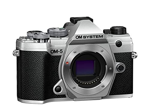 OM SYSTEM OM-5 Cámara con Sistema Micro Four Thirds, Sensor Live Mos de 20 MP, Estabilización de Imagen Mejorada de 5 Ejes, IP53, Handheld High Res Shot, Plata