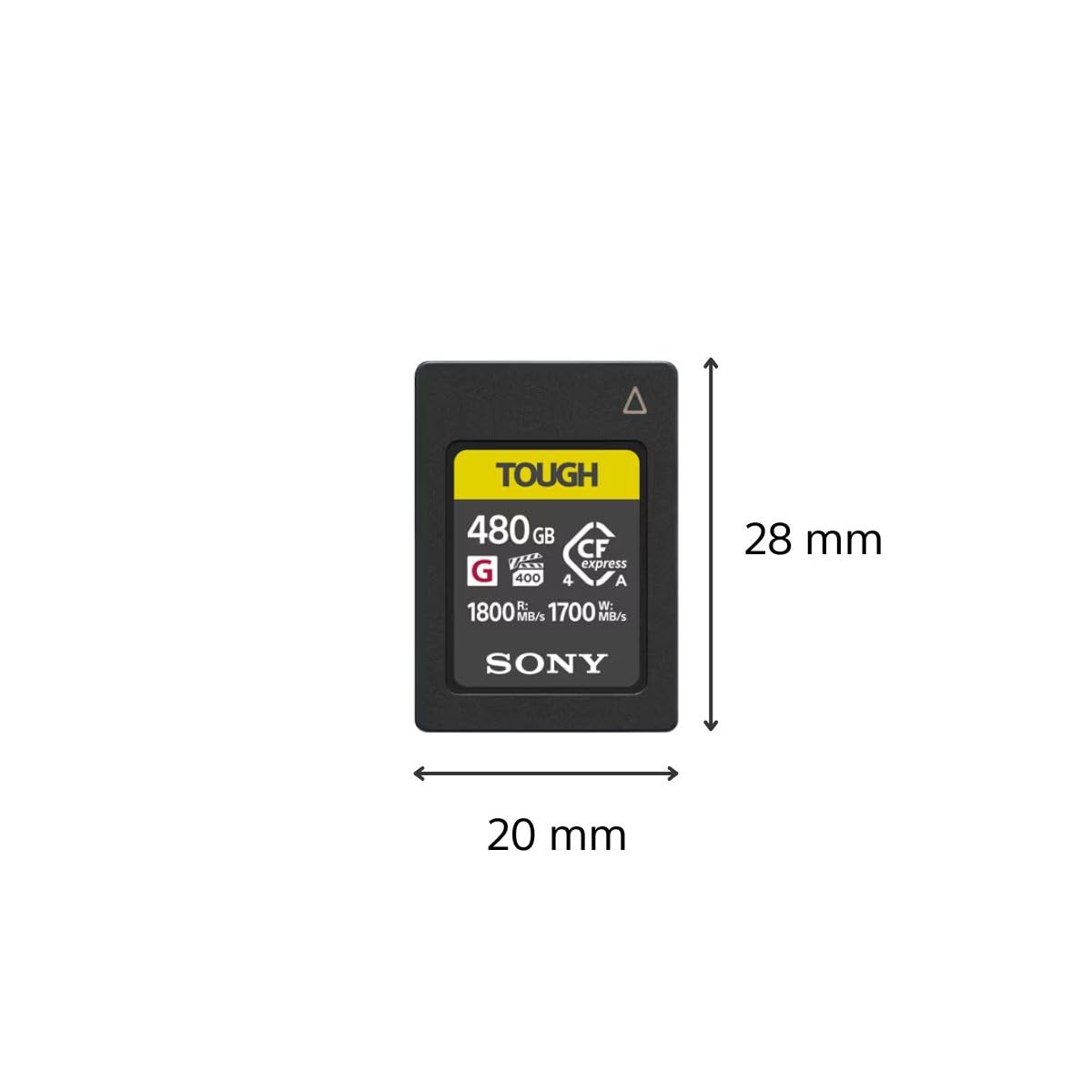 Sony CEA-G480T Tarjeta de Memoria Flash Cfexpress Tipo A Tough de 480 GB, Serie G de Alta Velocidad VPG400 con garantía de Rendimiento de vídeo (Lectura de 1800 MB/s y Escritura de 1700 MB/s)