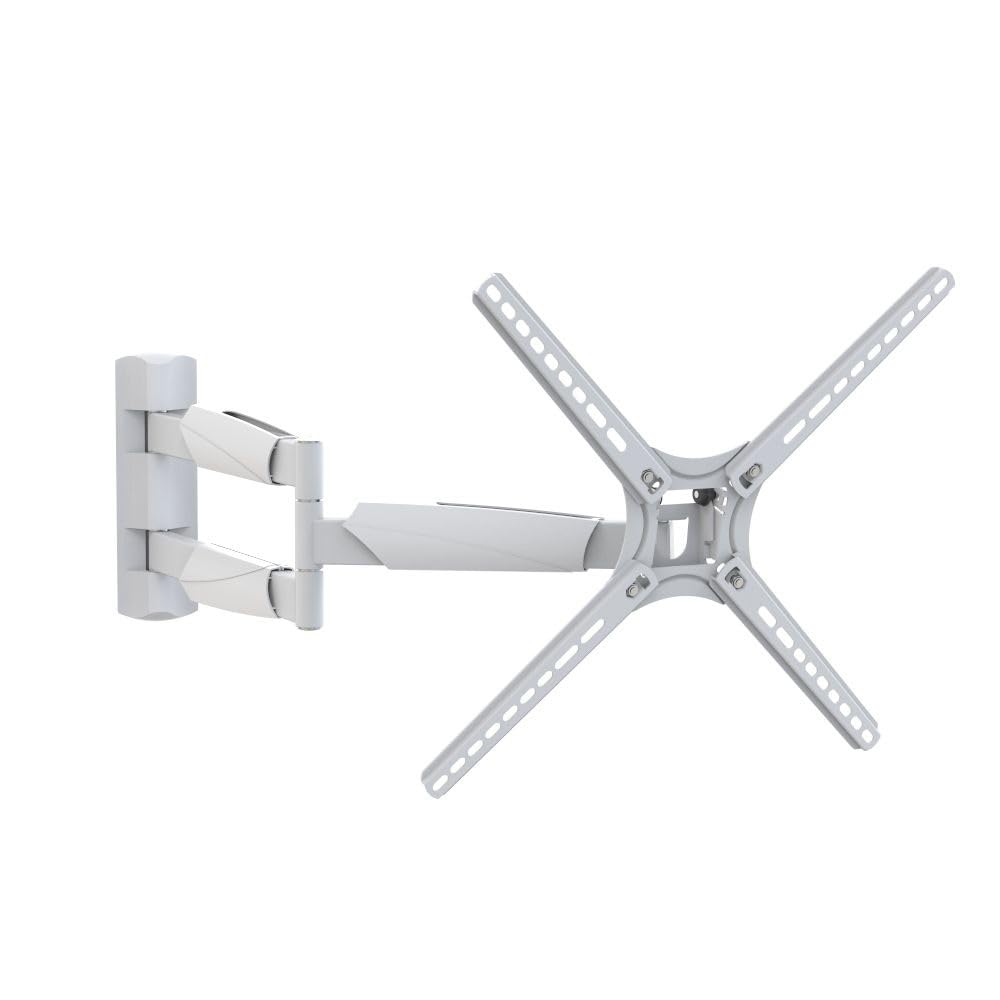 Barkan Soporte TV de Pared 76cm de Largo Blanco Inclinable y Giratorio, Articulado para Pantallas de 13-65 Pulgadas, Peso máximo 36Kg, Ultra Extensible, para LED OLED LCD, hasta VESA 400x400