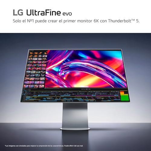 LG 32U990A-S - Monitor Ultrafine 6K, 31,5'', (6144 x 3456), IPS Black 16:9, HDR10, Display HDR600, 450 nits, 60Hz, Super Resolution+, Black Stabilizer, HDMI 2.1, Inclinación/Altura/Pivote, Plata