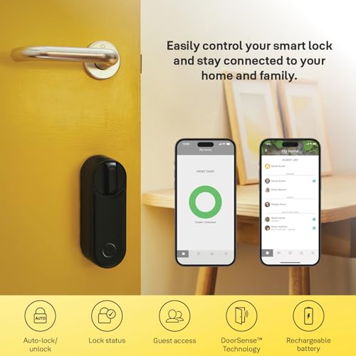 Yale Linus Smart Lock L2 - Negro - 05/103210/MB | Acceso sin llave | Instalación DIY | Bloqueo/desbloqueo remoto | Llaves virtuales| Alertas en tiempo real