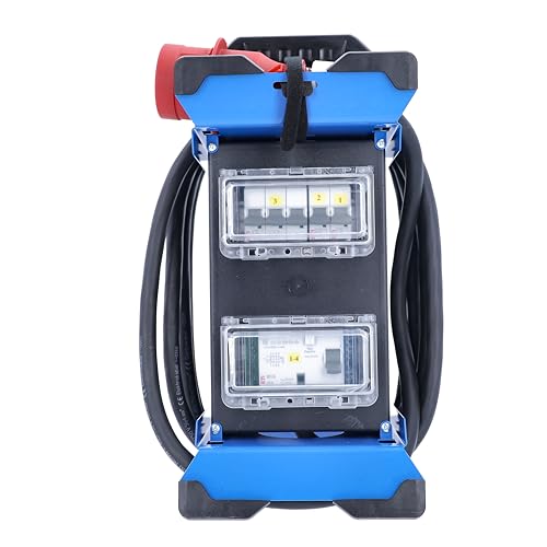 as - Schwabe 60963 - Distribuidor de corriente portátil (enchufe CEE 13 + 4 tomas schuko + 2 enchufes CEE + FI/RCD, IP44, fabricado en la UE I 60963)