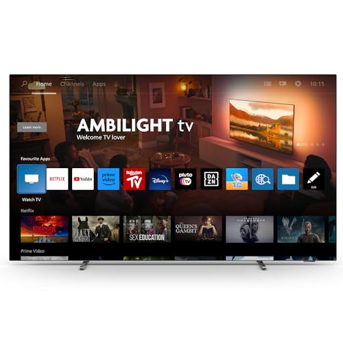 Philips Ambilight 55OLED769: Smart TV 4K OLED - Pantalla de 55 Pulgadas con P5 AI Picture, Titan OS, Dolby Vision y Dolby Atmos Sound, Funciona con Alexa y Asistente de Google - Marco Metálico