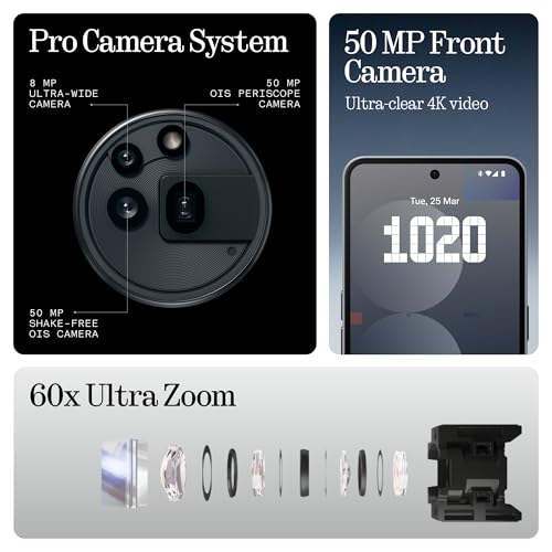 Nothing Phone (3a) Pro 256 GB – Smartphone 5G Android Libre con eSim, 12 GB RAM, Cámara periscópica OIS de 50MP, Ultra Zoom 60x, Carga rápida a 50W y Pantalla AMOLED FHD+ 120 Hz de 6,77" - Negro