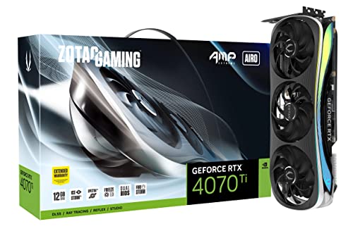 ZOTAC Gaming GeForce RTX 4070 Ti AMP Extreme AIRO DLSS 3 12GB GDDR6X 192-bit 21 Gbps PCIE 4.0 Tarjeta gráfica para Juegos, IceStorm 2.0 Advanced Cooling, Spectra 2.0 RGB Lighting, ZT-D40710B-10P
