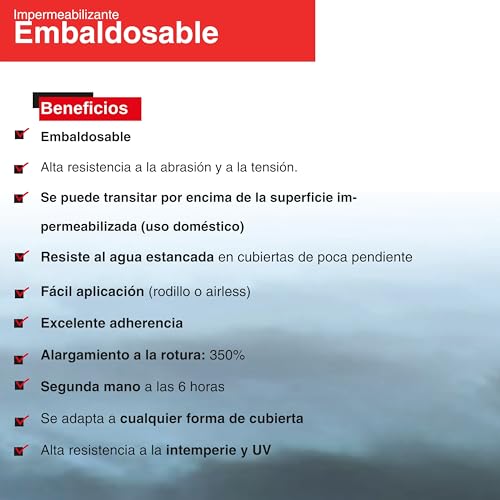 fischer - Pintura Impermeabilizante Embaldosable | Protección y Resistencia UV | Membrana Líquida Acrílica y de Poliuretano | Alta Elasticidad y Adherencia | 15l | Terracota